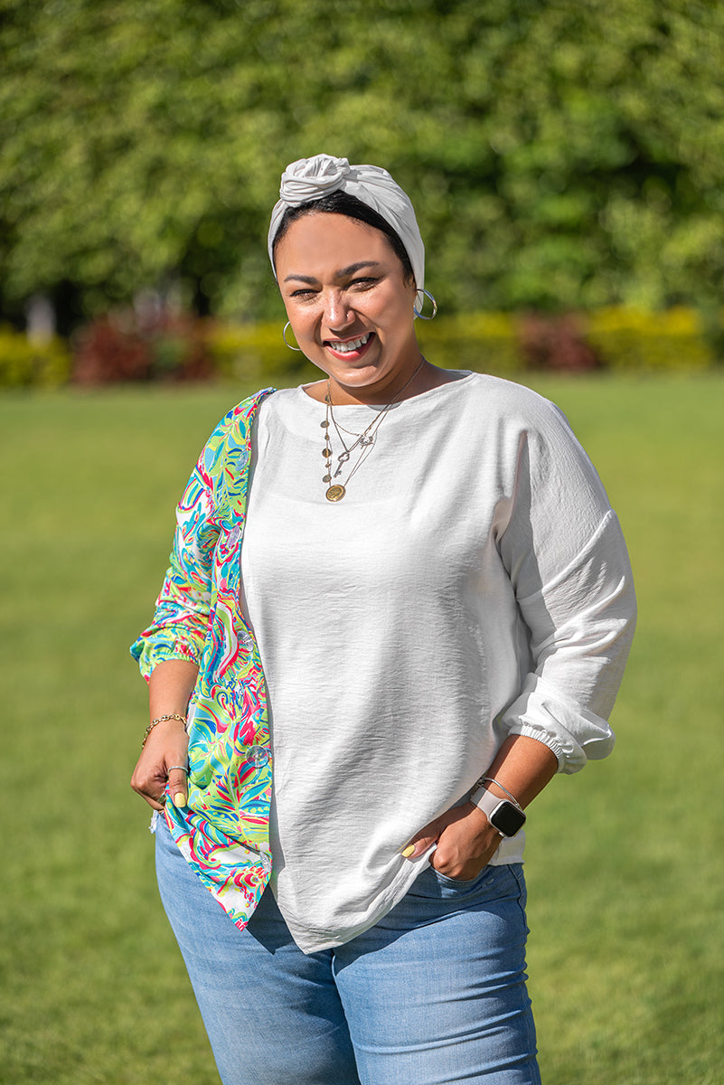 Vibrant White Summer Buttoned Blouse