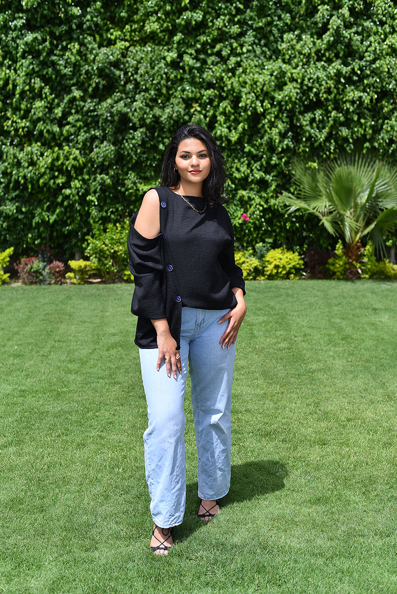 Back to Black Buttoned Blouse