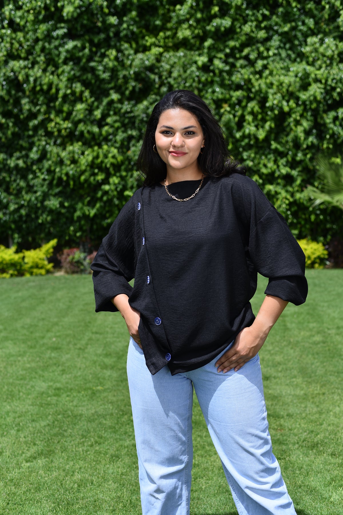 Back to Black Buttoned Blouse