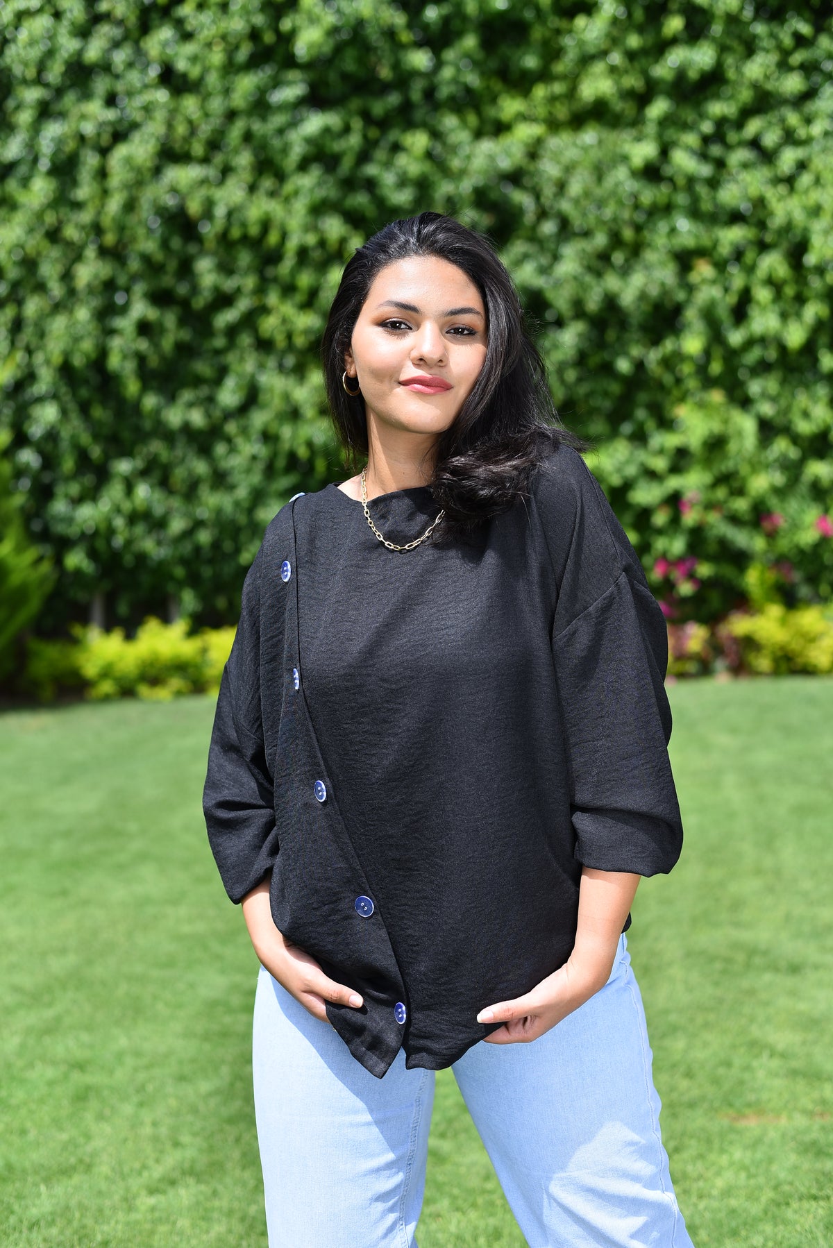 Back to Black Buttoned Blouse