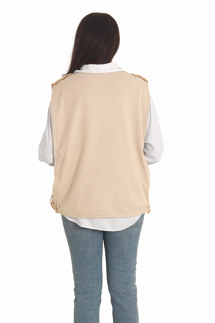 Creamy Beige Buttoned Vest